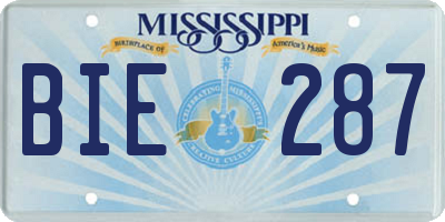 MS license plate BIE287