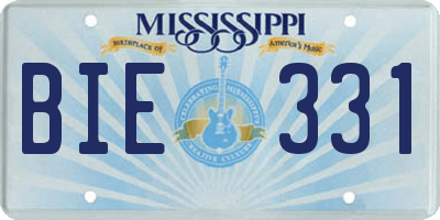 MS license plate BIE331