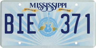 MS license plate BIE371