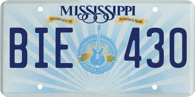 MS license plate BIE430