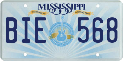 MS license plate BIE568