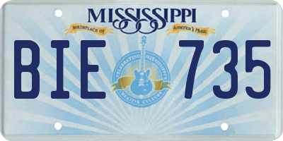 MS license plate BIE735
