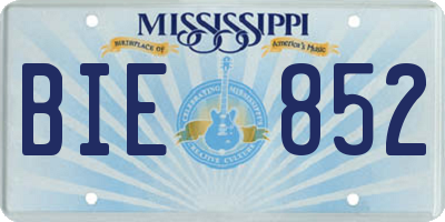 MS license plate BIE852