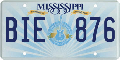 MS license plate BIE876