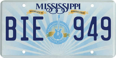 MS license plate BIE949