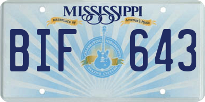 MS license plate BIF643