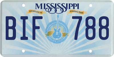 MS license plate BIF788