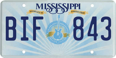 MS license plate BIF843