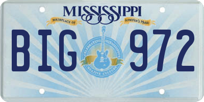 MS license plate BIG972