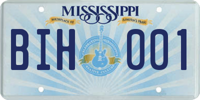 MS license plate BIH001