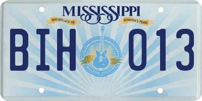MS license plate BIH013