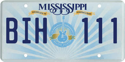 MS license plate BIH111