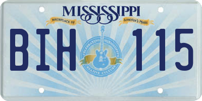 MS license plate BIH115