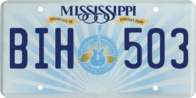 MS license plate BIH503