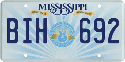 MS license plate BIH692