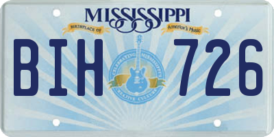 MS license plate BIH726