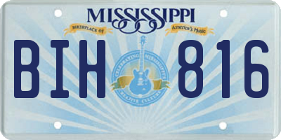MS license plate BIH816