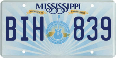 MS license plate BIH839