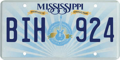 MS license plate BIH924