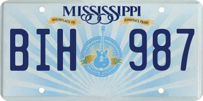 MS license plate BIH987