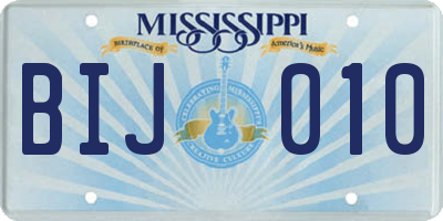 MS license plate BIJ010