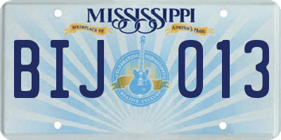 MS license plate BIJ013