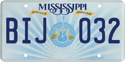 MS license plate BIJ032