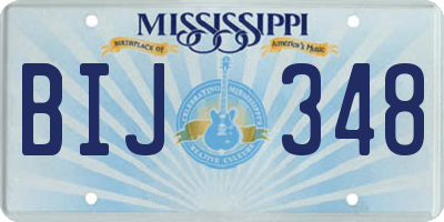 MS license plate BIJ348