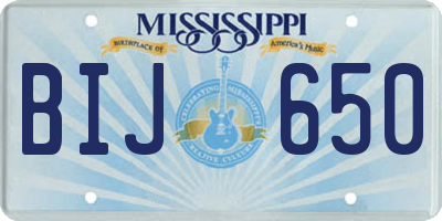 MS license plate BIJ650