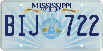 MS license plate BIJ722