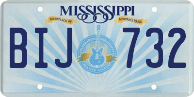 MS license plate BIJ732