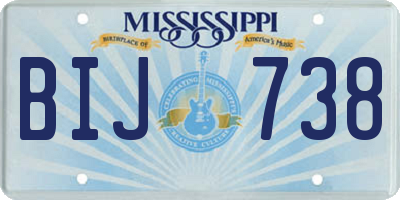 MS license plate BIJ738