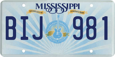 MS license plate BIJ981