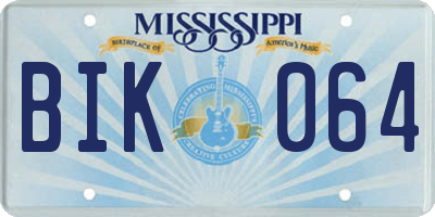 MS license plate BIK064