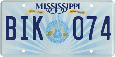 MS license plate BIK074