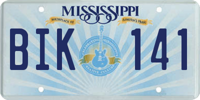 MS license plate BIK141