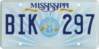 MS license plate BIK297