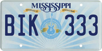 MS license plate BIK333