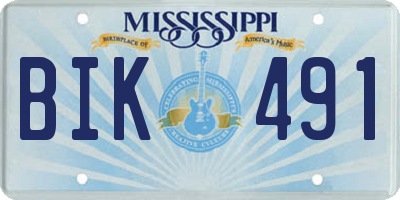 MS license plate BIK491