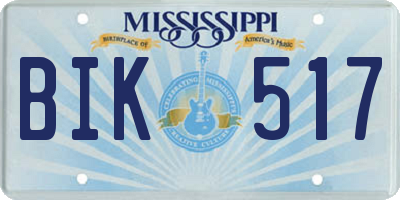 MS license plate BIK517