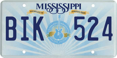 MS license plate BIK524