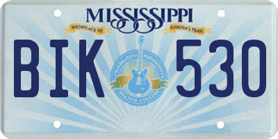 MS license plate BIK530