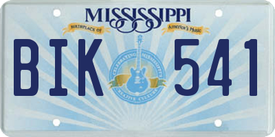 MS license plate BIK541