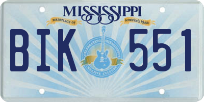 MS license plate BIK551