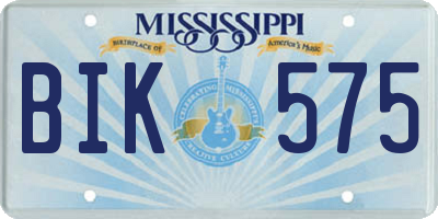 MS license plate BIK575