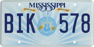 MS license plate BIK578