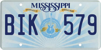 MS license plate BIK579