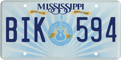 MS license plate BIK594