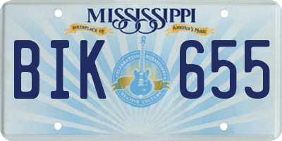 MS license plate BIK655
