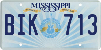 MS license plate BIK713
